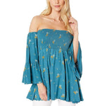 Free People Lana Off The Shoulder Tunic Ocean Blue, Medium