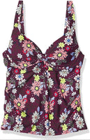 Anne Cole In Full Bloom Underwire Front Twist Shirred Tankini Top, 36D/34DD