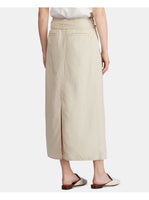 RALPH LAUREN Womens Beige Belted Tea-Length Pencil Skirt, 6