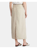 RALPH LAUREN Womens Beige Belted Tea-Length Pencil Skirt, 6