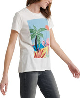 Lucky Brand Women's Tropical Crew Tee, Marshmallow, M