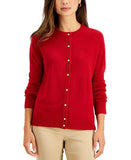 Karen Scott Luxsoft Pearl Button Cardigan Red PXL