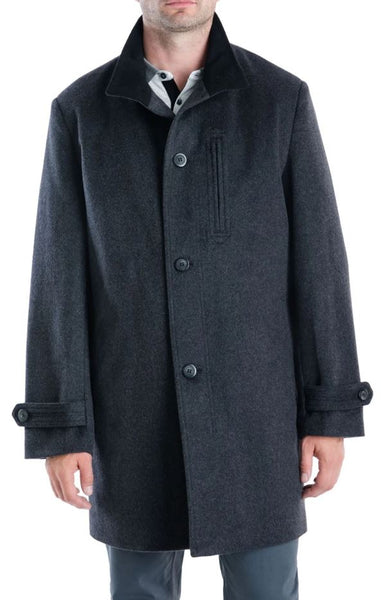 London Fog Mens Clark Classic-Fit Wool Blend Overcoat Coat  Charcoal 38R Pre-Owned