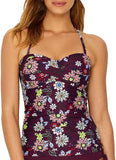 Anne Cole In Full Bloom Twist Front Shirred Bandeau Tankini Top, S