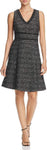 Nanette Nanette Lepore Women's Sleeveless V-Neck Boucle Fit & Flare Dress with Self Fringe, Very Very Black/Multi, 2