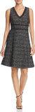 Nanette Nanette Lepore Women's Sleeveless V-Neck Boucle Fit & Flare Dress with Self Fringe, Very Very Black/Multi, 2