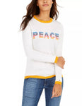 Tommy Hilfiger Rainbow Peace Ringer Sweater, White LARGE