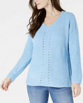 Style & Co. Women's Sweater Vneck Cozy Pullover Blue XL