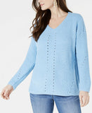 Style & Co. Women's Sweater Vneck Cozy Pullover Blue XL