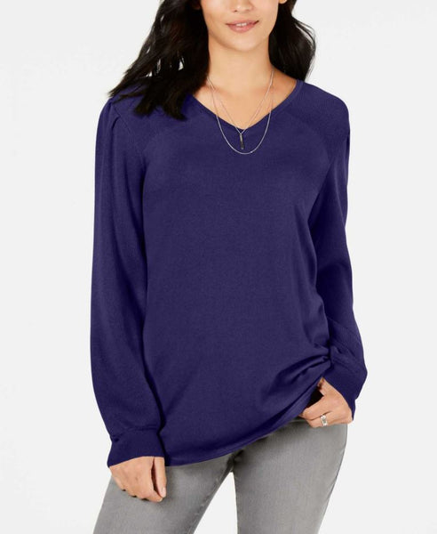 Style & Co. Women's  Sweater Pleat Sleeve Tunic Purple XL