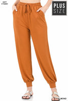 Zenana Women Plus Soft French Terry Jogger Pants with Pockets, Sizes 1X - 3X