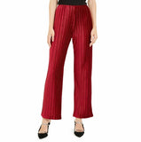 Alfani Womens Velvet Pleated Wide Leg Pants Wine Medium