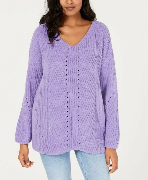 Style & Co. Women's Cozy Chenille V-Neck Sweater (Lilac Kiss, M)