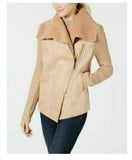 Style & Co Faux-Shearling Knit-Sleeve Jacket, Camel,  2XL