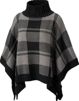 Columbia Be Cozy Sweater Poncho, Black, Charcoal Plaid, O/S