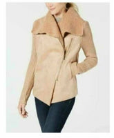 Style & Co Faux-Shearling Knit-Sleeve Jacket, Camel,  Large