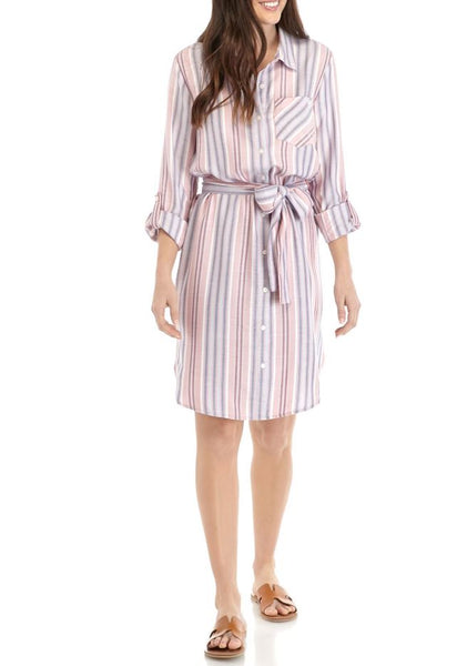 Tommy Hilfiger Women's Long Sleeve Stripe Shirt Dress, Multi, Size 8