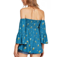 Free People Lana Off The Shoulder Tunic Ocean Blue, Medium