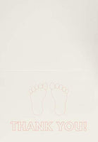 Fine Invite Papers 10 Piece Baby Footprint Shower Foil Stamped Thank You Card, Pink