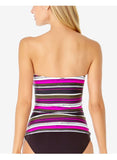 Anne Cole Twist Front Shirred Bandeau Tankini Swim Top, Sketchbook Stripe, Medium