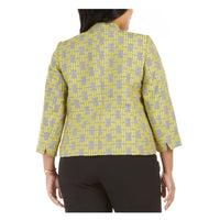 Kasper Womens Yellow Printed Blazer Jacket Size