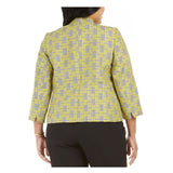 Kasper Womens Yellow Printed Blazer Jacket Size