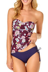 Anne Cole In Full Bloom Twist Front Shirred Bandeau Tankini Top, S