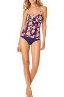 Anne Cole In Full Bloom Twist Front Shirred Bandeau Tankini Top, S