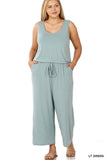 Zenana Women Plus Sleeveless Jumpsuit with Pockets 1X-3X