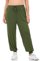 Zenana Women Plus Soft French Terry Jogger Pants with Pockets, Sizes 1X - 3X