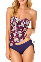 Anne Cole In Full Bloom Twist Front Shirred Bandeau Tankini Top,  XL