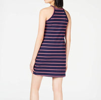 Maison Jules Ribbed Striped Mini Dress, Navy, S