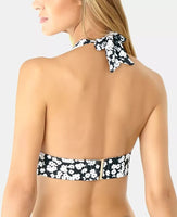 Anne Cole Itsy Bitsy Ditsy Printed Halter Bikini Top Black/White Floral L