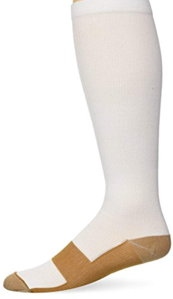 Remedy Health Premium Calves High Copper Compression Socks Aid in Blood Circulation, White