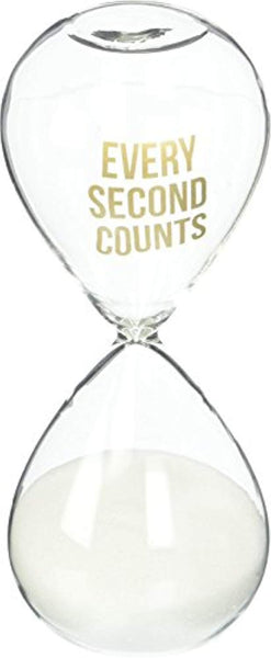 8 Oak Lane EN001SEC Every Second Counts Glass Sand Timer 15min 3" x 7" White