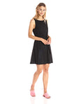 Women's Sleeveless Elastic Waist A-Line Dress Black, S