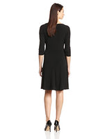 NY Collection Women's B-Slim Cross-Front Dress Black M