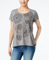 Style Co Petite Graphic-Print T-Shirt Grey Combo PXS