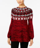 Style Co Petite Fair Isle Marled Sweate New Red Amore Combo PL