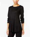 Alfani Petite Metallic Scoop-Neck Swe Black PM