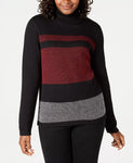 Karen Scott Petite Birdseye Cotton Turtleneck Sweater, Red, PL