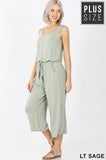 Zenana Women Plus Sleeveless Jumpsuit with Pockets 1X-3X