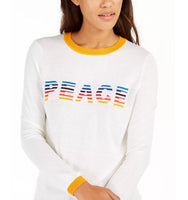 Tommy Hilfiger Rainbow Peace Ringer Sweater, White LARGE