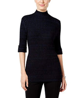 Style & Co. Petite Marled Mock-Neck Sweater Industrial Blue PS