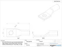 Burndy YA8CL-BOX One Hole Hylug Code Conductor Standard Barrel Copper Compression Terminal, 8 AWG, 8 Weld, 37/24, 6 Solid Conductor, 8-10 Stud Hole Size, 0.41" Tongue Width, 1.16" Length