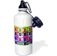 Cartoon Cat Pop Art" Sports Water Bottle, 21 oz, White