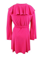 Taylor Womens Ruffled V-Neck Wrap Dress Fuchsia 12