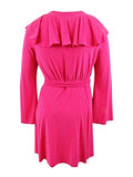 Taylor Womens Ruffled V-Neck Wrap Dress Fuchsia 12