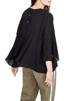 RACHEL Rachel Roy Womens V-Neck Drapey Pullover Top Black M