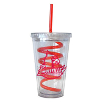 NCAA Louisville Cardinals Tumbler with Swirl Straw, 16-ounce